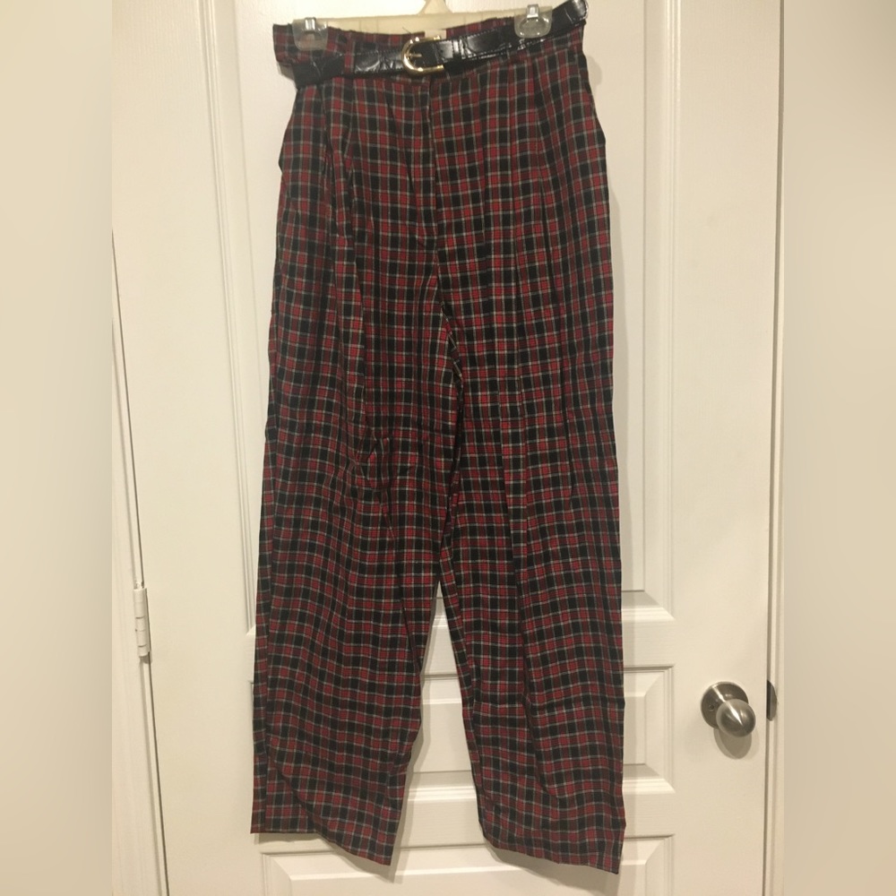NWT Royal Sport Black/Red/White Plaid Pants. Sz 14